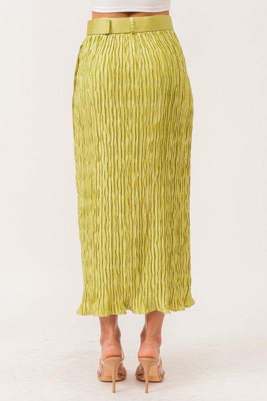 D3411 Lime Crinkle Skirt - La Elegant