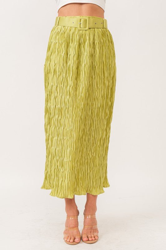 D3411 Lime Crinkle Skirt - La Elegant