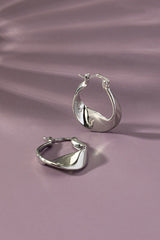 D9946 Silver Brass Twist Earrings - La Elegant